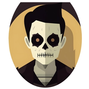 Gothic skull cartoon character waterproof toilet lid sticker for Halloween decor
