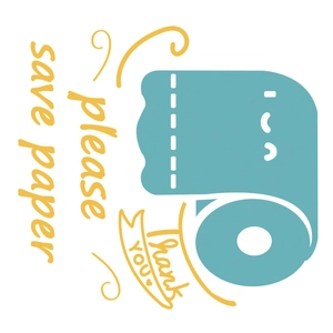 Removable wall sticker featuring a toilet paper roll and Save Paper text design