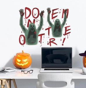 Ghost wall stickers with 'DO NOT ENTER' bloody text for Halloween party home decoration