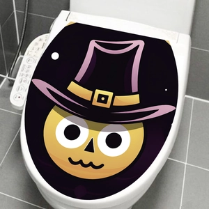 Cute Halloween wizard smile sticker for toilet lid decoration in modern bathroom