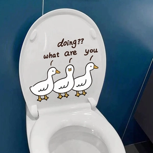 Lustiger Cartoon Ente Toilettenaufkleber Wasserdicht PVC Selbstklebend Badezimmer Deko Für Haus Toilettendeckel Dekoration