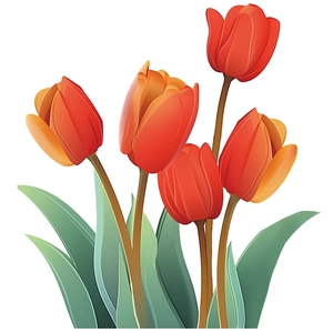 Waterproof self-adhesive toilet sticker with red and orange tulip flower illustrations
