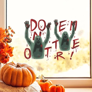Halloween Horror Ghost Wall Stickers With Blood Splatter Do Not Enter Lettering PVC Window Decals For Party Decoration