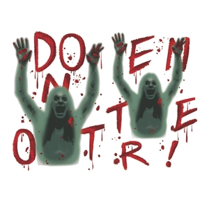 Creepy green ghost Halloween wall stickers with red Do Not Enter text for party decor