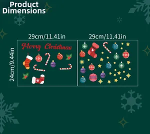 Detailed product size guide for Christmas wall stickers with socks and stars patterns