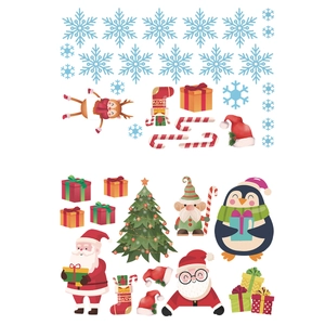 Autocollants de Noël pour fenêtres avec Père Noël, rennes, flocons et décors festifs