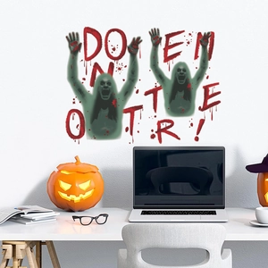 Ghostly Halloween wall stickers featuring DO NOT ENTER text and blood splatters decor