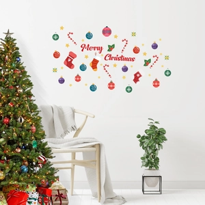 Merry Christmas self-adhesive wall stickers with festive motifs for holiday decoration