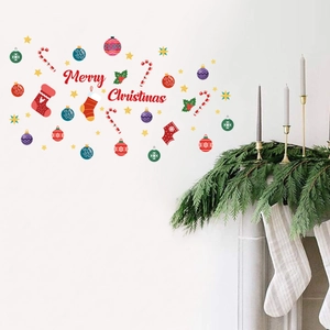 Merry Christmas Wall Stickers PVC Removable Window Clings For Holiday Home Decor Party Decoration Festive Wall Decal