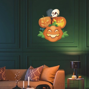 Halloween Pumpkin Jack-O-Lantern Wall Stickers Waterproof PVC Skull Tombstone Bat DIY Decals For Home Bedroom Party Decor