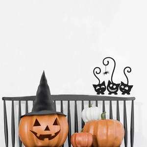 Halloween black cat and spider wall stickers for home switch and socket decoration
