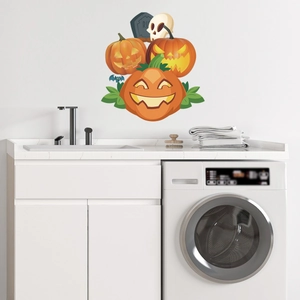 Halloween pumpkin wall decals with jack-o-lanterns and tombstone for home room decor