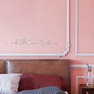 Hello Beautiful mirrored acrylic wall sticker in silver finish for bedroom wall decoration