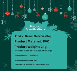 Spécifications des stickers muraux PVC chien de Noël 29x29cm avec 20 pièces par pack