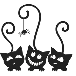Creative black cartoon cat wall stickers with curly tails for light switch decoration
