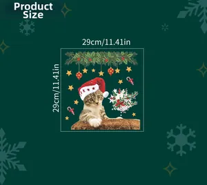 Detail view of cute Halloween cat wall sticker with holiday elements measuring 29cm x 29cm