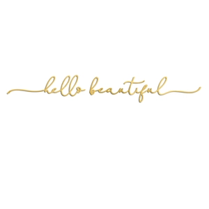 Golden 3D acrylic wall decal with elegant hello beautiful cursive lettering art