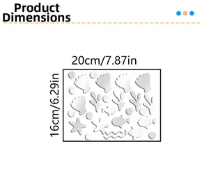 Macro detail of acrylic ocean mirror wall stickers with specific dimensions 20x16cm