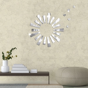 Detailed view of sun-shaped acrylic mirror stickers with heart and butterfly accents