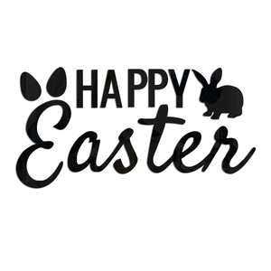 3D Acryl Spiegel Wandaufkleber mit Happy Easter Text und Hase für festliche Dekoration