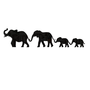 Set of four 3D acrylic elephant mirror wall decals for home living room decoration
