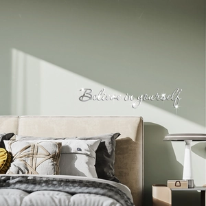 Believe In Yourself Acrylic 3D Mirror Wall Sticker Inspirational English Quote Decal DIY Removable Art Mural For Home Decor