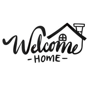 Modern Welcome Home mirror wall sticker with house silhouette design for home decor