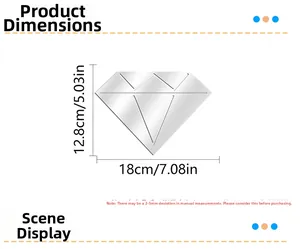 Detailed size specifications for diamond-shaped silver mirror wall stickers 18x12.8cm