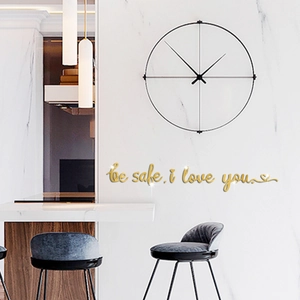 Mirror gold acrylic wall sticker with be safe i love you lettering and heart accent