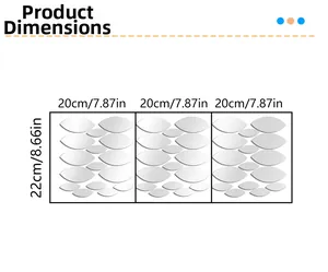 Detailed size chart showing 22cm by 20cm dimensions for sunflower mirror wall stickers