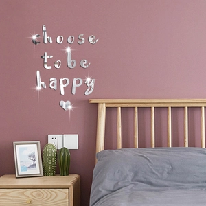 Choose To Be Happy Sticker Mural Miroir en Acrylique 3D Décalcomanie Citation Inspirante Pour Chambre Salon Décoration Maison Moderne