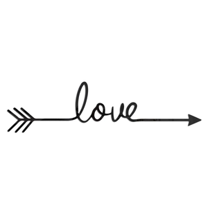 Minimalist black acrylic mirror wall sticker featuring cursive love text and arrow design