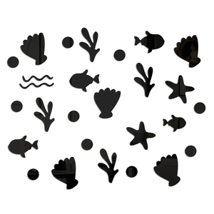 3D acrylic ocean mirror wall stickers set with shells, fish, and starfish for home decor