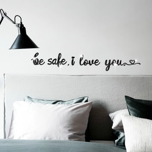 3D acrylic mirror wall sticker featuring be safe i love you text for home wall decor