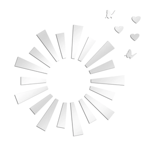 Macro detail of sunburst acrylic 3D wall stickers including heart and butterfly shapes