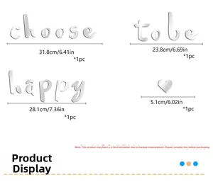 Détail de stickers muraux miroirs en acrylique argenté avec texte Choose To Be Happy et cœur