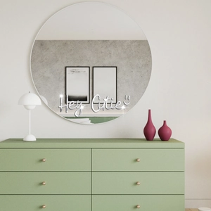 Silver mirror acrylic wall sticker with Hey Cutie lettering for home wall decoration