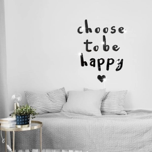 Sticker mural miroir 3D avec texte Choose To Be Happy pour décoration de chambre