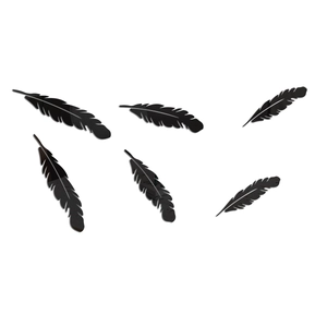 Set of 6 black mirror feather wall stickers in acrylic for modern home decoration