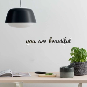 Stickers muraux miroir 3D en acrylique avec citation 'you are beautiful' déco