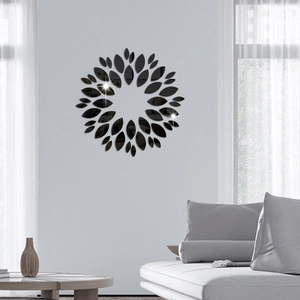 Modern acrylic sunflower mirror wall sticker decor for living room and bedroom walls