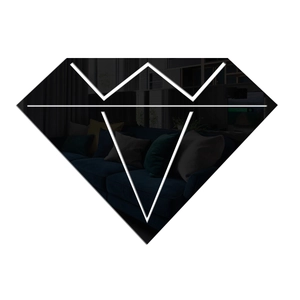 Diamond shaped mirror wall sticker with reflective surface for modern room decoration