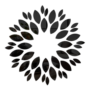 DIY sunflower mirror wall stickers for living room and bedroom decoration in dark finish