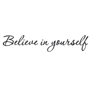 Modern black acrylic mirror wall sticker featuring Believe in Yourself 3D quote design
