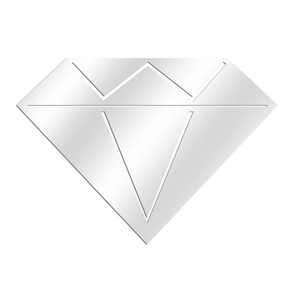 Macro view of self-adhesive diamond mirror wall sticker with geometric cut design