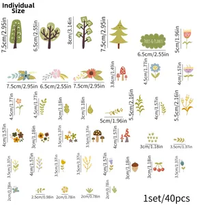 Set of 40 glowing cartoon tree and flower wall stickers for children room decoration