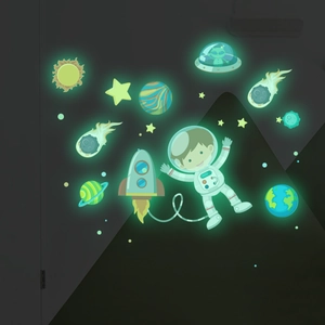 Luminous Space Astronaut Wall Stickers Glow In The Dark Rocket Planet UFO Star PVC Decals For Kids Room Bedroom Decoration