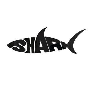 Modern shark shaped 3D acrylic mirror wall sticker with integrated shark text design