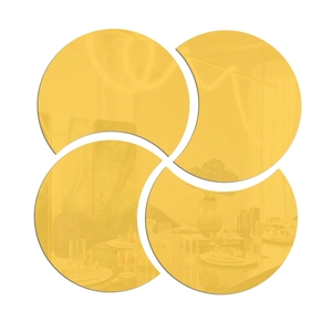 Detail of 4-piece semi-circle yellow acrylic mirror wall stickers with reflective surface
