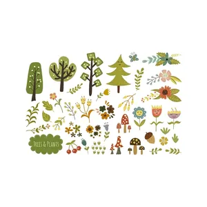 Luminous forest stickers with trees and mushrooms for children's room wall decoration